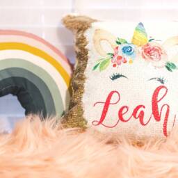 Custom Unicorn Sequin Flip Pillow - thumbnail 4