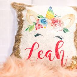 Custom Unicorn Sequin Flip Pillow - thumbnail 2
