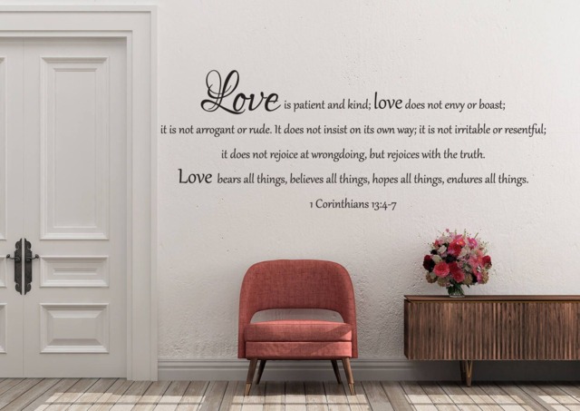 "Vinyl Wall Art Decal - 1 Corinthians 134-7 ""Love Is Patient & Kind..." - image 1