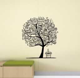 Books Tree Wall Decal Vinyl Sticker Book Poster Quote Education Sign Classroom Study Teacher Gift Decor School Art Print G932