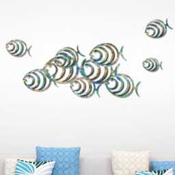 Stainless Steel -Experience The Tranquil Beauty Of Sea With Wave Dancer An Abstract Fish Wall Art Sculpture in Aqua Blue - thumbnail 2