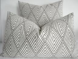 Tahitian Stitch Pillow Cover - Ivory Taupe Geometric, Designer Accent - thumbnail 1