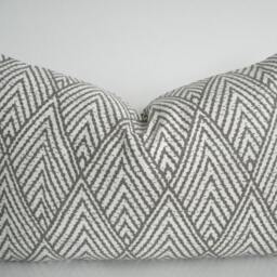 Tahitian Stitch Pillow Cover - Ivory Taupe Geometric, Designer Accent - thumbnail 2