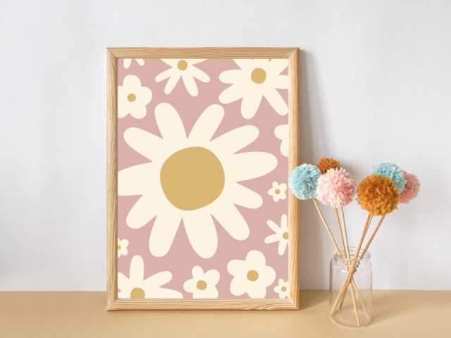 Dusty Pink Flower Print. Wall Art Perfect For Girls Rooms, A Playroom Or Baby Nursery - Print Only - image 1