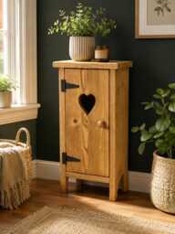 Rustic Vintage Bedside Table - Nightstand Hallway Cabinet Reclaimed Solid Wood