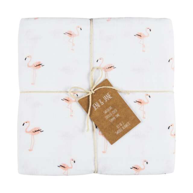 Jeni & Jane Muslin Cotton Flamingo Baby Swaddle Blankets Set Of 2 - image 1