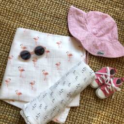 Jeni & Jane Muslin Cotton Flamingo Baby Swaddle Blankets Set Of 2 - thumbnail 3