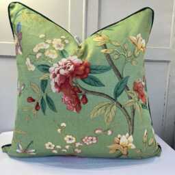Gp & J Baker Peony & Blossom Luxury Designer Green Red Cushion Pillow Cover - thumbnail 3