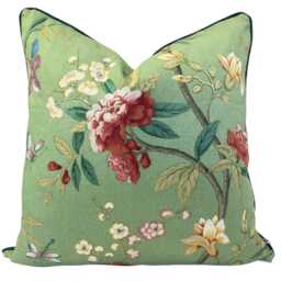 Gp & J Baker Peony & Blossom Luxury Designer Green Red Cushion Pillow Cover - thumbnail 1