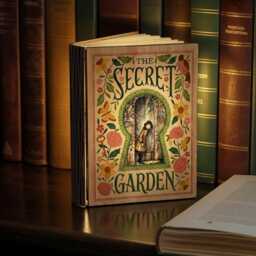 The Secret Garden Book Lamp, Floral Decor, Mary Lennox Reading Frances H Burnett Novel Night Light - thumbnail 2