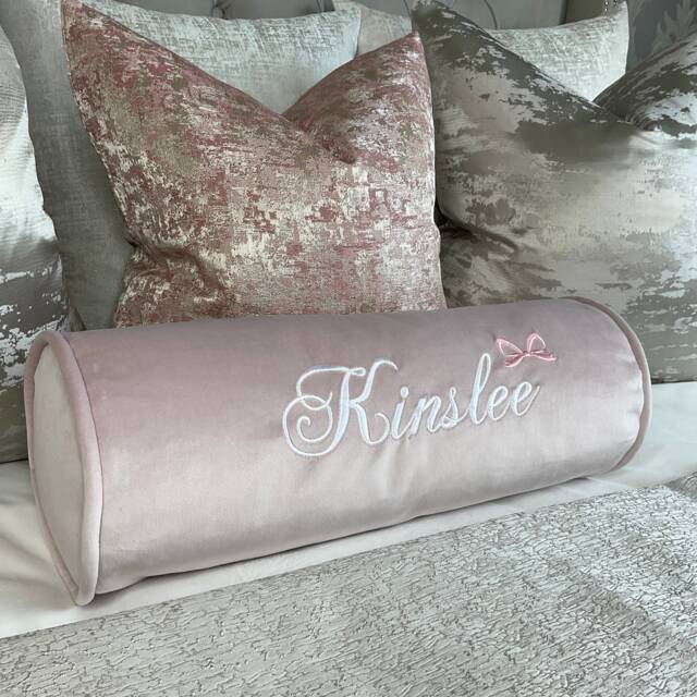 Personalised Name Cushion, Baby Girl Pink Pillow - Perfect Cushion For Gift, Bedroom Pillow, Decorative Cot Bed - image 1