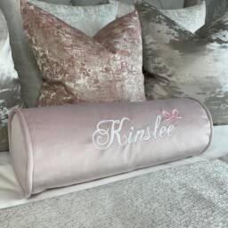 Personalised Name Cushion, Baby Girl Pink Pillow - Perfect Cushion For Gift, Bedroom Pillow, Decorative Cot Bed - thumbnail 1