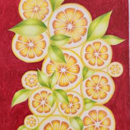 Handmade Lemon Slice Painting Kitchen Citrus Wall Art - thumbnail 2