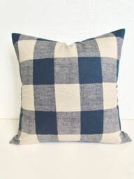 Blue Buffalo Pillow Covers Plaid Throw Pillows Dark Blue Checked 18x18 20 Tan Clearance - thumbnail 1