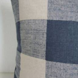 Blue Buffalo Pillow Covers Plaid Throw Pillows Dark Blue Checked 18x18 20 Tan Clearance - thumbnail 2