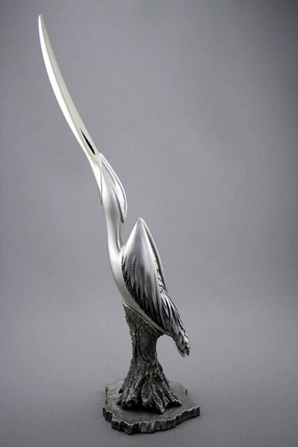 Bird Scuplture, M??tal Letter Opener, Great Heron Sculpture, Pewter & Bronze, Office D??coration, Fonctional Art, Bird Collectors - image 1