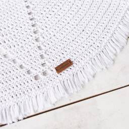 Handmade Crochet Round Rug White Cotton Nursery Decor - thumbnail 3