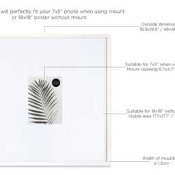 "Matte White Wooden Photo Frame 18x18"" For 7x5" - thumbnail 3