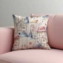 Christmas Cushion Cover With Snowy Village Scene, Cozy Holiday Throw Pillow Case, Winter Decorative For Sofa, Living Room - thumbnail 2