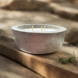 Citronella Candle in Concrete Bowl, Outdoor Scented Bug Repellent, Soy Natural Mosquito Repellent - thumbnail 2