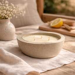 Citronella Candle in Concrete Bowl, Outdoor Scented Bug Repellent, Soy Natural Mosquito Repellent