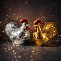 Mirror Mosaic Rooster Ornament - Disco Glam Sparkle Decor Statement Gift For Her Birthday & Housewarming UK - thumbnail 3