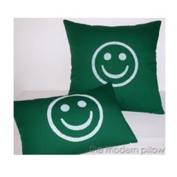 Green & White Smiley Decorative Throw Pillow Cover/Case Cushion 12x18 - thumbnail 2