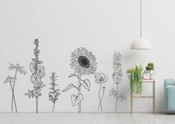 Sale Large Floral Wall Decals Flower Stickers, Set Of 6 - thumbnail 1