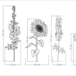 Sale Large Floral Wall Decals Flower Stickers, Set Of 6 - thumbnail 3