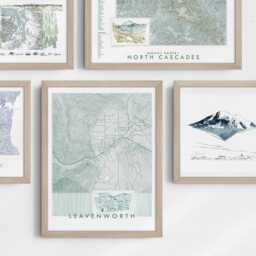 Leavenworth Map Hand Drawn Topographic Washington Drawing - Art Print Bavarian Architecture Travel Souvenir Rental Decor Home Gift - thumbnail 4