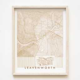 Leavenworth Map Hand Drawn Topographic Washington Drawing - Art Print Bavarian Architecture Travel Souvenir Rental Decor Home Gift - thumbnail 1