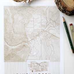 Leavenworth Map Hand Drawn Topographic Washington Drawing - Art Print Bavarian Architecture Travel Souvenir Rental Decor Home Gift - thumbnail 3