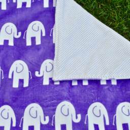 Baby Minky Blanket, Purple Elephants - thumbnail 2