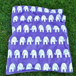 Baby Minky Blanket, Purple Elephants - thumbnail 3
