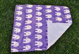 Baby Minky Blanket, Purple Elephants - thumbnail 1