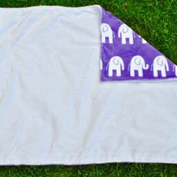 Baby Minky Blanket, Purple Elephants - thumbnail 4