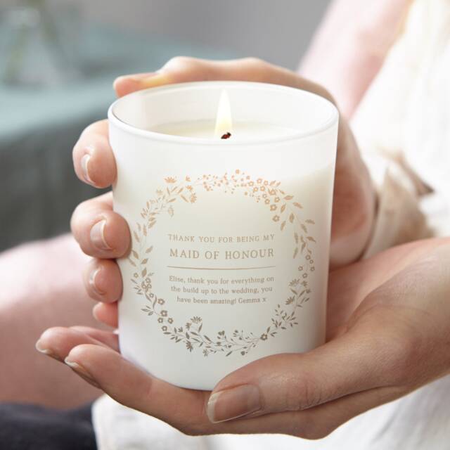 Maid Of Honour Gift Scented White Candle Keepsake - Personalised Gifts - image 1