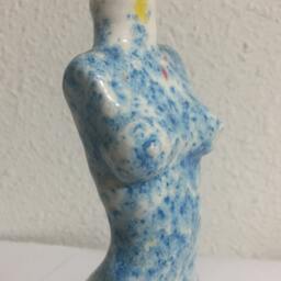 Vessel Sculpture Figurative Art Garden Ceramic Lady Doll Vase - thumbnail 4