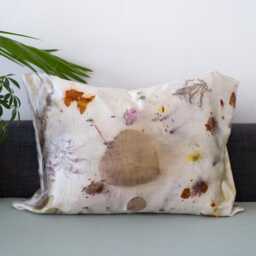 Plant Dyed Silk Pillowcase 50 Momme Mulberry Satin, Eco Print - thumbnail 2