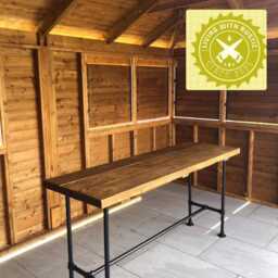 Outdoor Bar Table, Solid 45mm Rustic Timber, Industrial Tube Legs, Dining Patio Garden, Garden - thumbnail 2