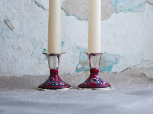 Mini Candle Holders, Bat Mitzvah Gift, Table Decoration, Shabbat Candlesticks, Judaica Art, Wedding Candles Holder, Centerpiece - image 1