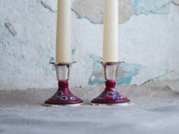 Mini Candle Holders, Bat Mitzvah Gift, Table Decoration, Shabbat Candlesticks, Judaica Art, Wedding Candles Holder, Centerpiece - thumbnail 1
