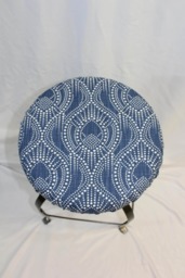 "Round Barstool Cover With Cushioned Foam Elasticized, Alyssa Regal Navy Slub Kitchen Stool Padded 12"" To 20" - thumbnail 1