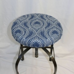 "Round Barstool Cover With Cushioned Foam Elasticized, Alyssa Regal Navy Slub Kitchen Stool Padded 12"" To 20" - thumbnail 3