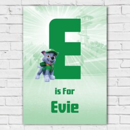 Paw Patrol Print - Rocky Letter & Name Personalised Poster Wall Art - thumbnail 2