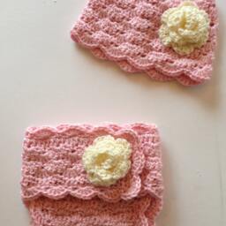Crochet Pattern, Baby Layette 5 Pieces, Blanket Sweater Booties Diaper Cover Beanie Hat Instant Download - thumbnail 4