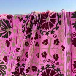 Handmade Uzbek Suzani Velvet Quilt - Vintage Inspired Bedspread - thumbnail 2