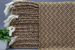 Turkish Throw-Turkish Blanket-Cotton Blanket-Patterned Blanket-79''x87''-Brown Blanket-Bed Cover-Sofa Decor-Handmade Blanket(Mrt, Hsr, Pk - thumbnail 1