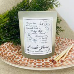 Personalised Bereavement With Sympathy Candle - Remembrance - Memoriam Those We Love Don't Go Away Verse Poem Frosted Glass Jar - thumbnail 1