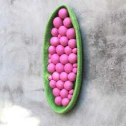 Felted Wool Sculpture 3D Pop Art Sculpture, Unusual 3D Wall Art, Pink Bubbles With Green Frame, Dopamine Decor, Sculptural Wall - thumbnail 2